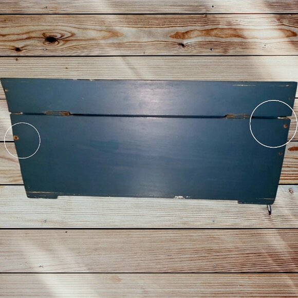 SNOWMAN - Large Wooden Hand Painted - Hinged Storage Box - Blue-Grey - Picture 6 of 8